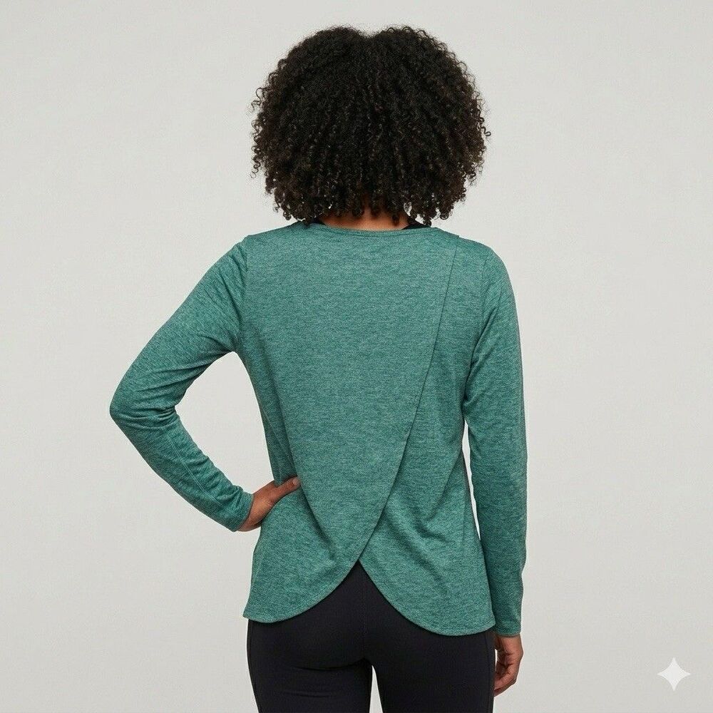 Patagonia Women's M Cross-Back Long Sleeve Heathered Teal BRYG Wicking Top